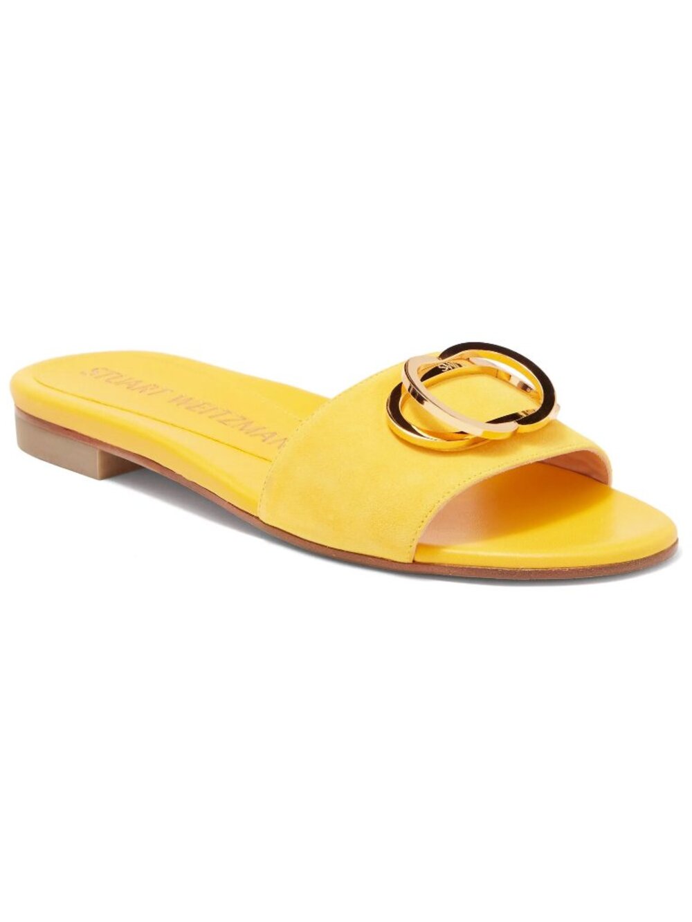 Stuart Weitzman Caicos Women's Suede Flat Slide Sandals Sunflower Yellow Size 7